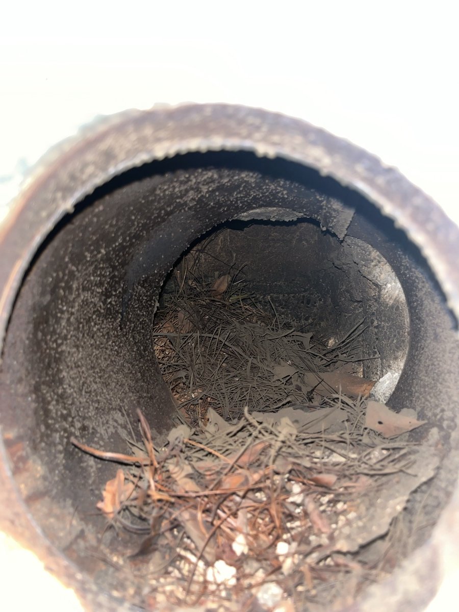 Clean stainless steel liner installed in flue